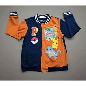 Pokemon Varsity Jacket Youth Boys XL Pikachu Charmander Bulbasaur Squirtle